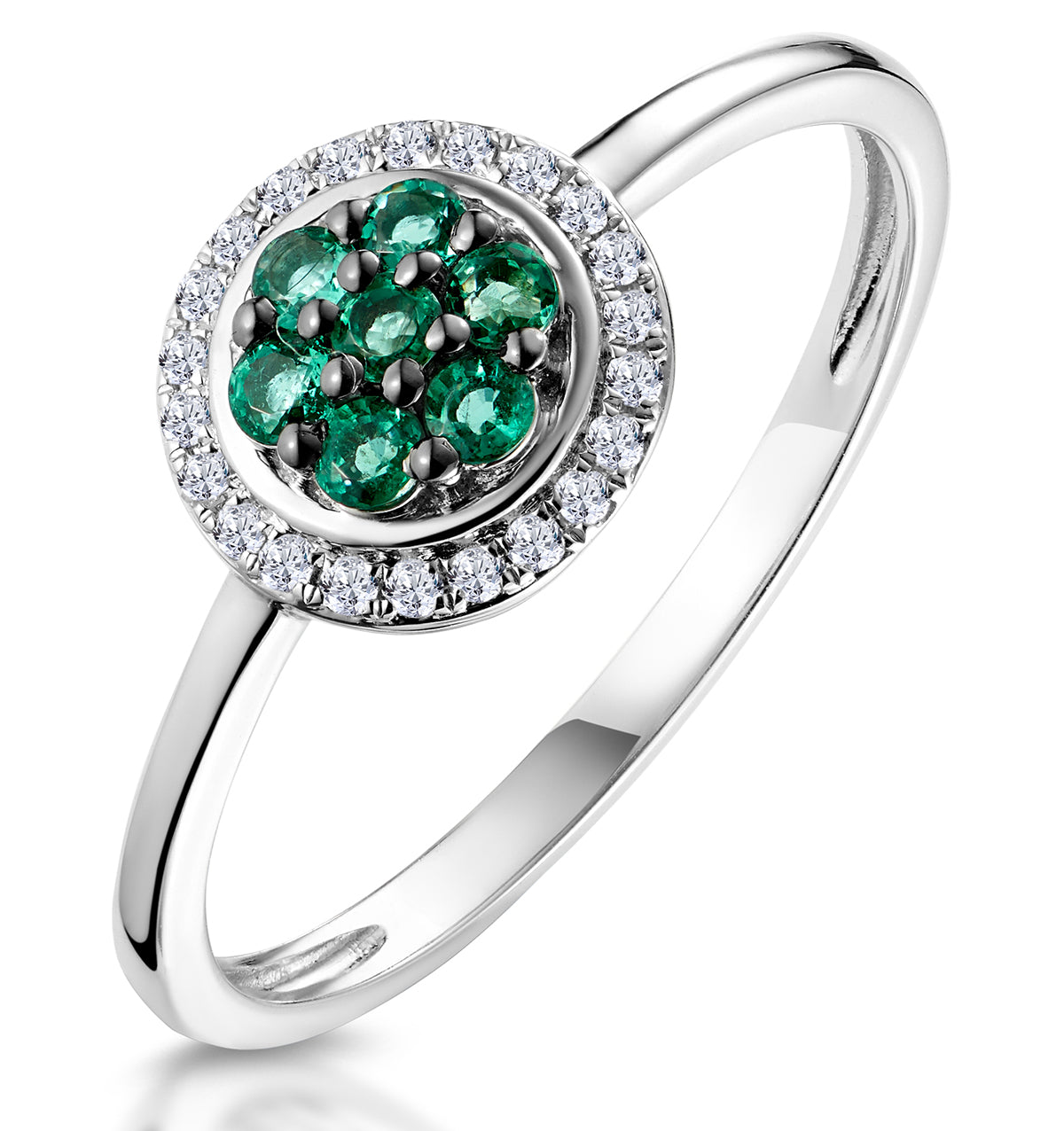 0.16ct Emerald and Diamond Ring in 9K White Gold - SIZES AVAILABLE J O P